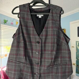 Ava & Viv Gray and Red Checkered Vest